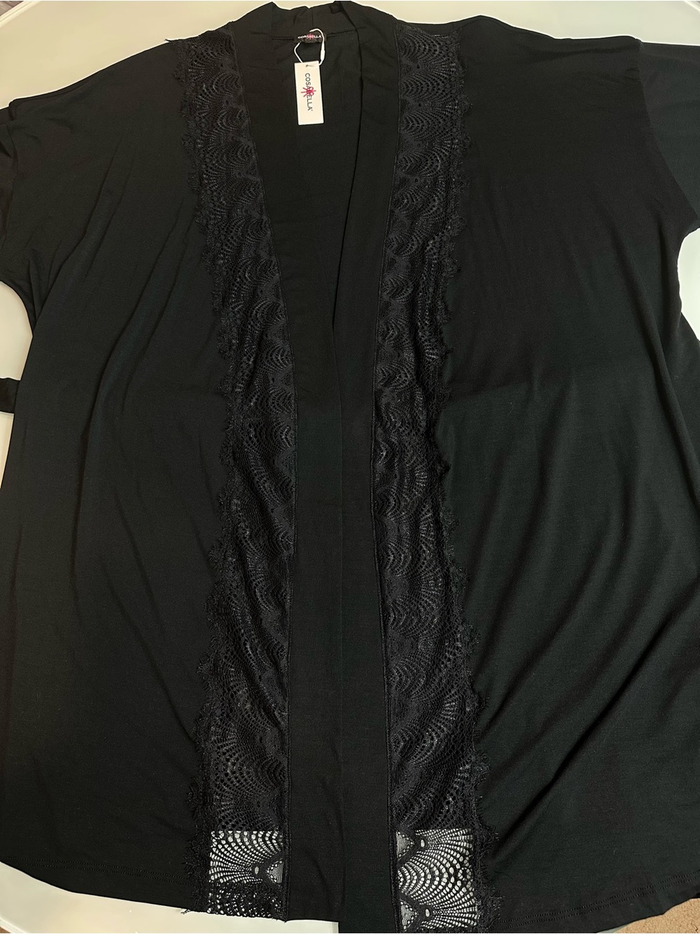 NWT Cosabella Allure Modal Lace Kimono Robe Black M Made in Italy $185 - Picture 7 of 12